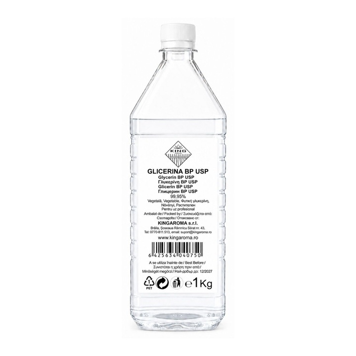 Glicerina Vegetala (VG) 99,95% BP USP, KING Aroma, 1 Kg pentru uz tehnic/alimentar/cosmetic