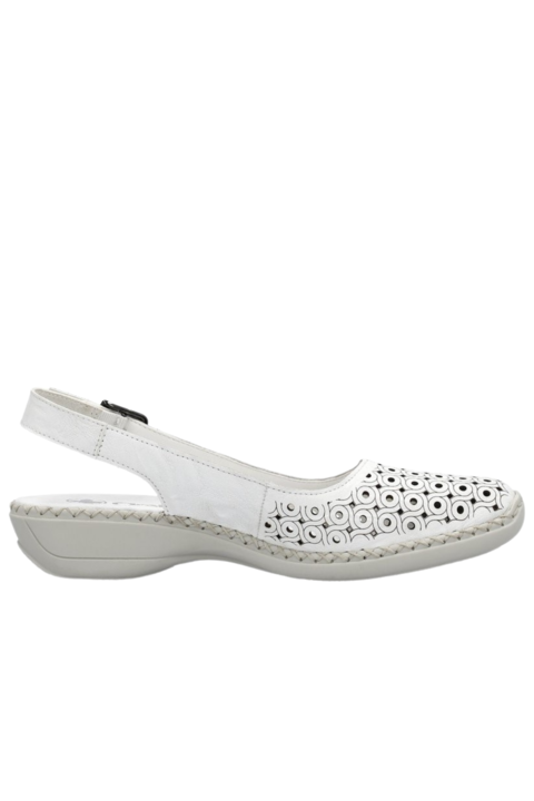 Ежедневни обувки, дамски, RIEKER, ANTISTRESS, 41350-80 бели, естествена кожа, Бял
