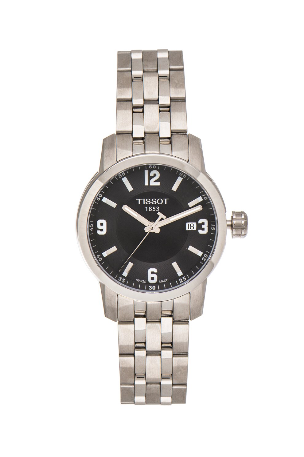 Tissot, Ceas analog rotund cu detaliu cu model guilloche, Argintiu