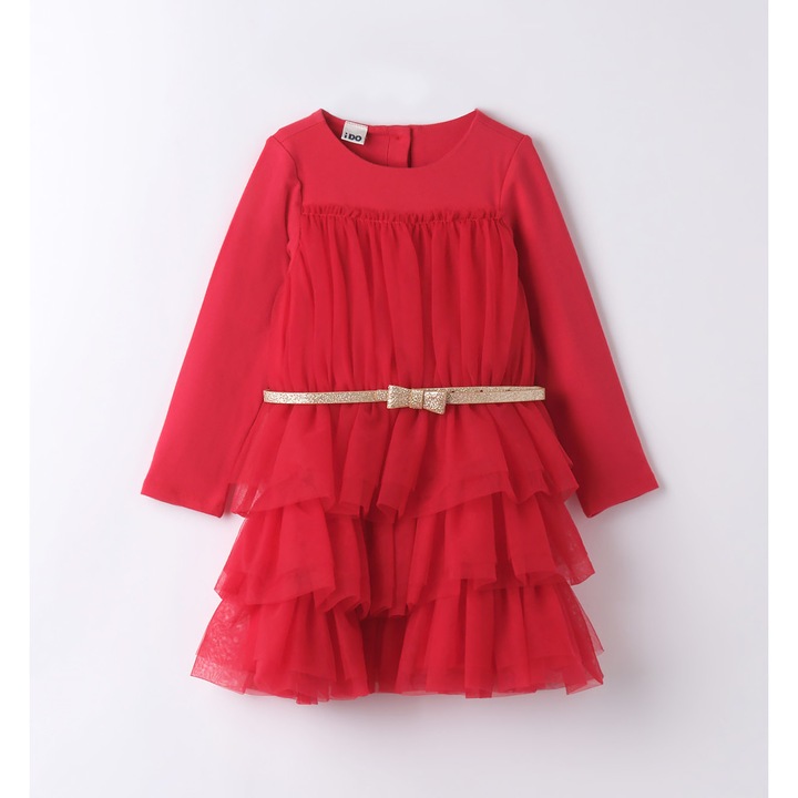 Елегантна рокля с тюл за момиче, I Do, 4.7557, Червена