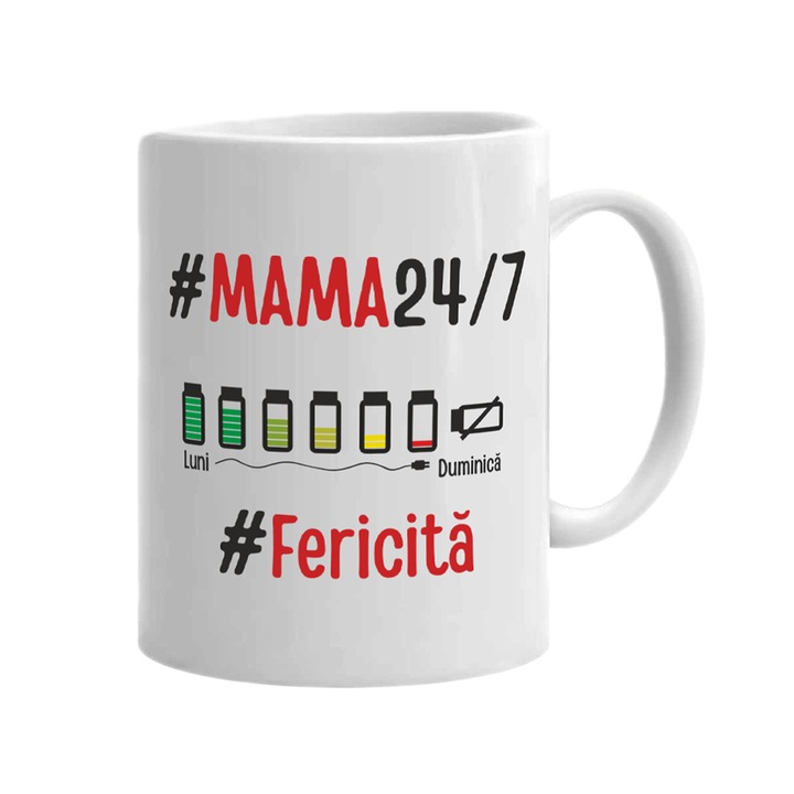 Cana alba personalizata, interior alb si maner alb, Colectia Mama, 8 Martie, Ziua Mamei, Model 4, 350 ml