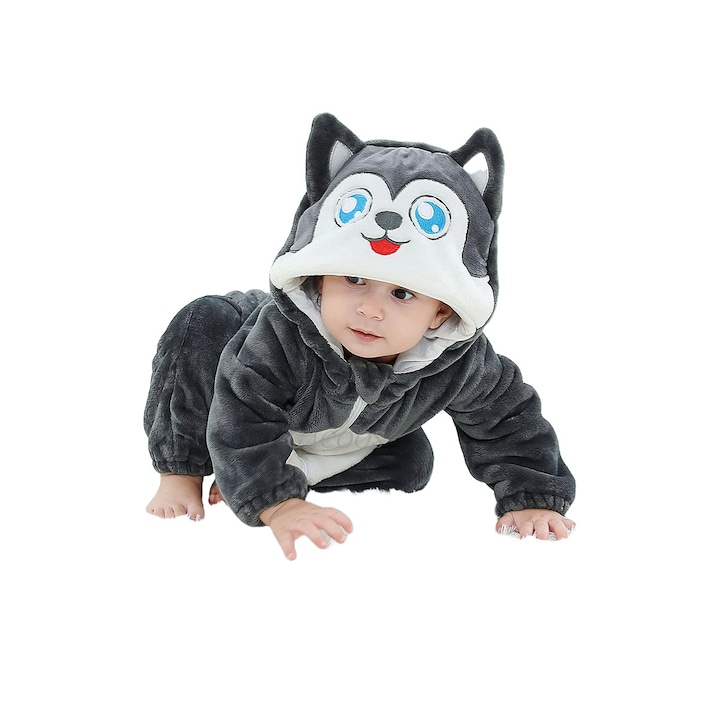 Детска пижама Kigurumi WildFashion, Fleece, Dark Grey, Tъмносив