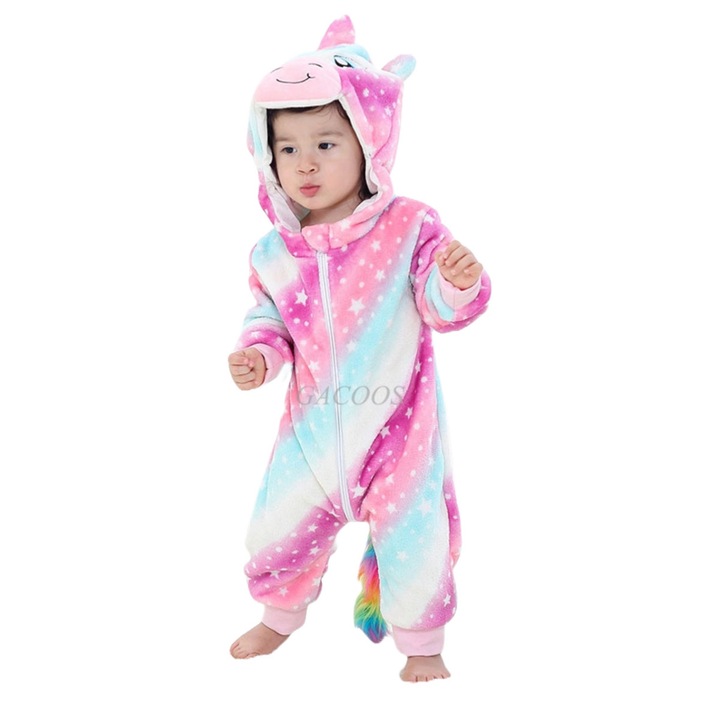 Детска пижама Kigurumi WildFashion, Полар, Многоцветна - Различни варианти, Многоцветен