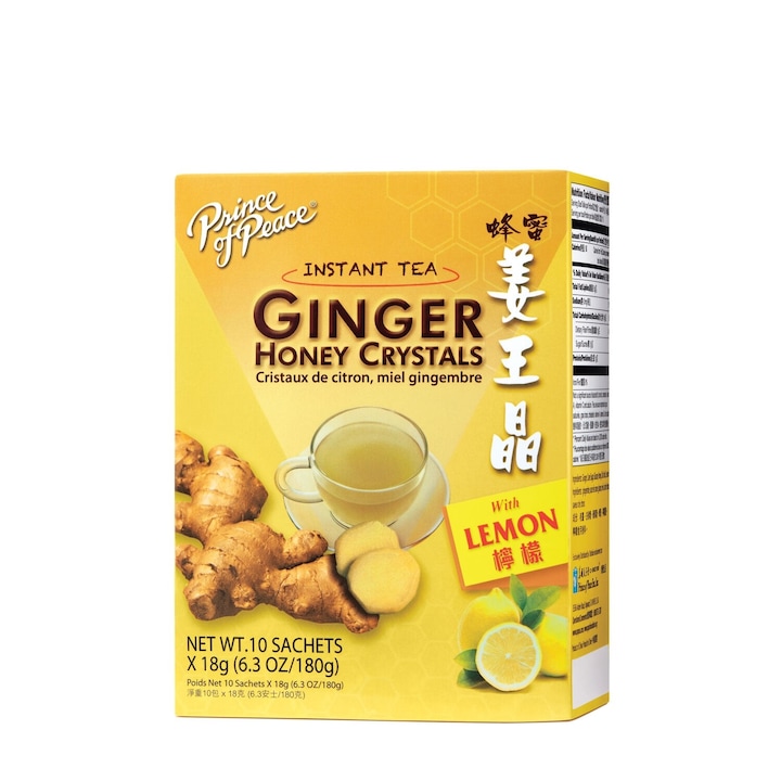 Bautura Instant cu Ghimbir, Miere si Lamaie, 18 g x 10 Pachete, Prince of Peace Ginger Honey Crystals, 180 g