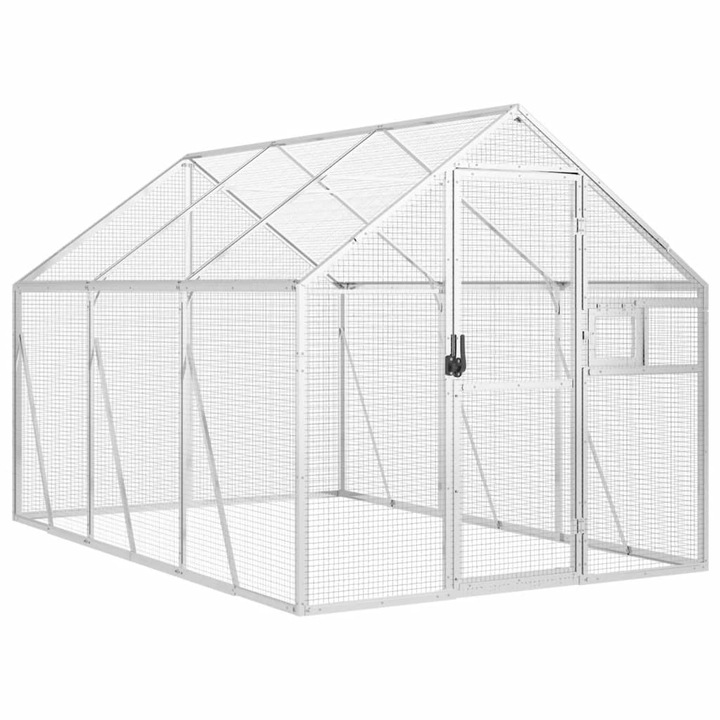 Voliera de pasari vidaXL, argintiu, 1, 79x2x1, 85 m, aluminiu, 18.22 Kg