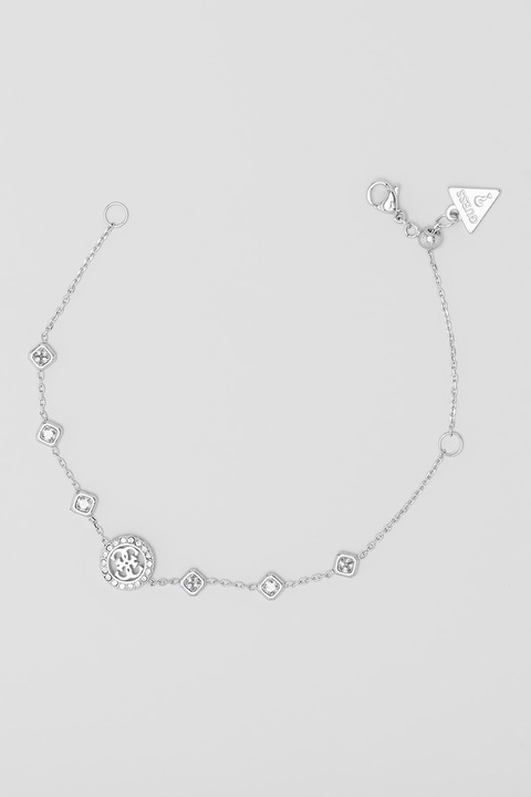 Guess, Bratara din otel inoxidabil cu talismane logo, Argintiu