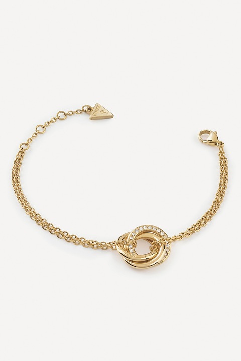 Guess, Bratara de otel onoxidabil din cristale, Auriu, 18.4 CM