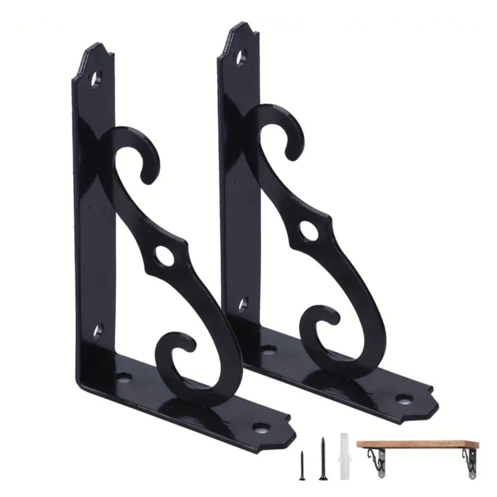 Set 2 suporti decorativi pentru raft 12.7cm, fier rustic, metal