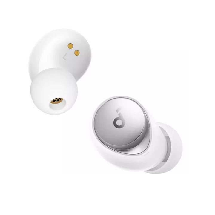Безжични слушалки In-Ear, с микрофон, Space A40, Bluetooth 5.2 свързаност, сензорно управление, Hi-Res, USB Type-C, 10 часа автономност, бял