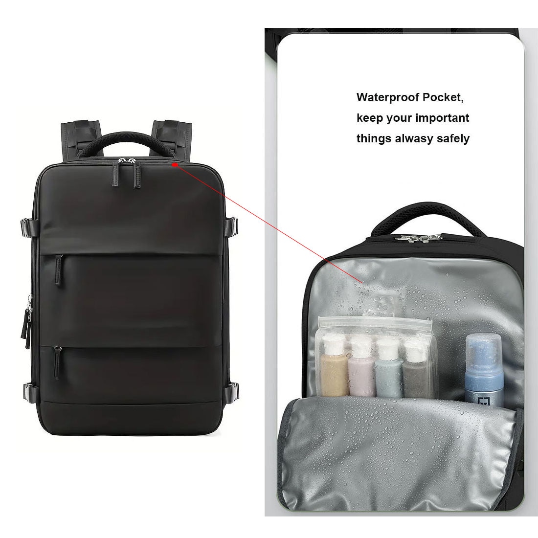 Rucsac laptop, Nylon, Multifunctional, Rezistent la apa, USB, Negru