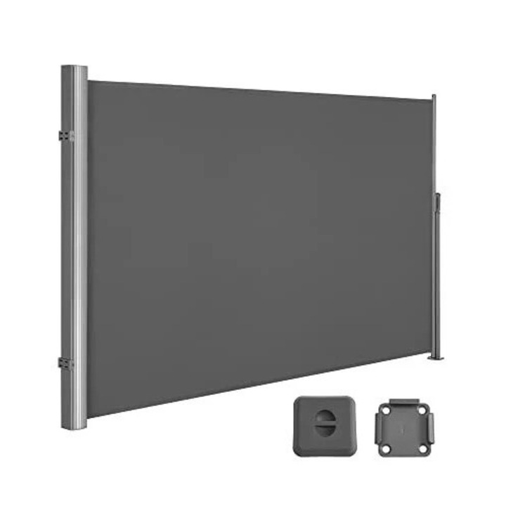 Copertina laterala pentru gradina / terasa, 200 x 400 cm, metal / poliester, antracit, Songmics