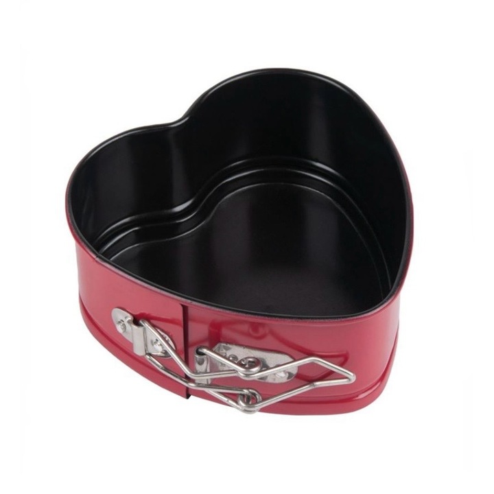 Tava pentru copt, forma inima, pereti detasabili, 12x11x5 cm