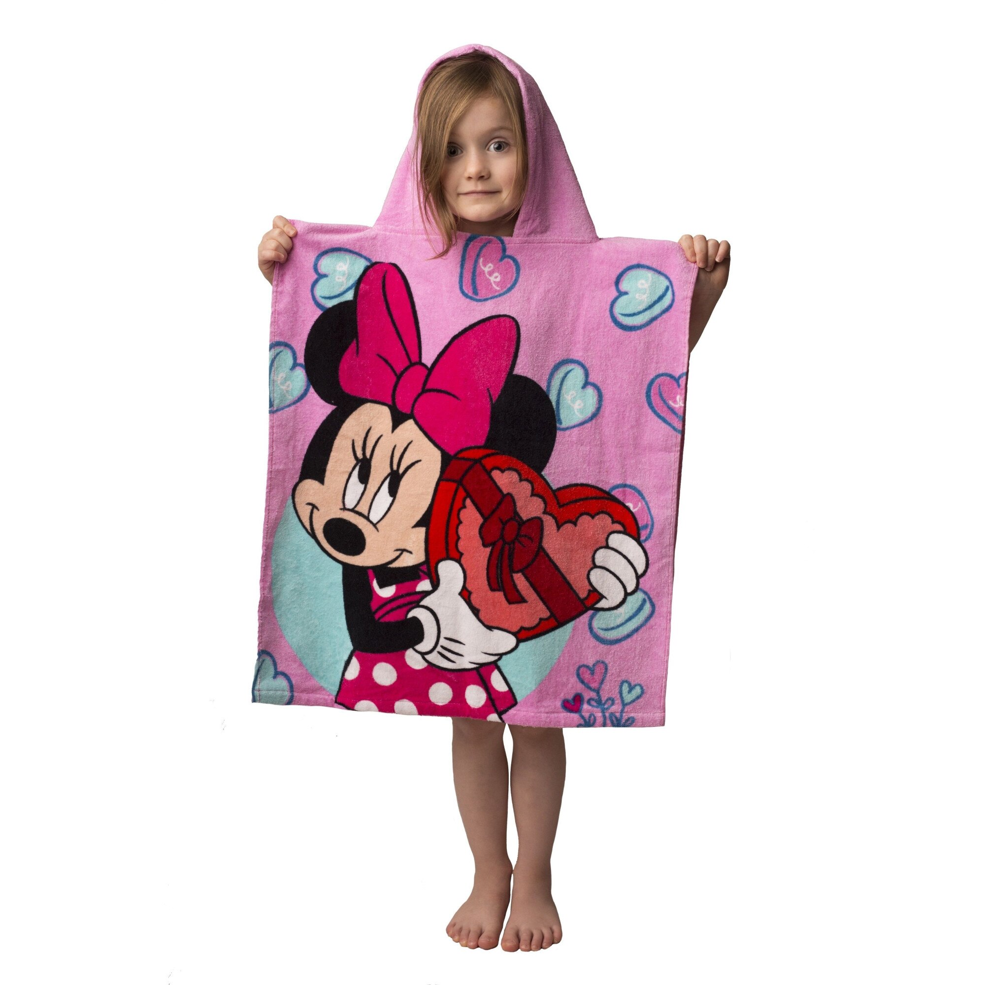 Prosop tip poncho, multicolor, 50 x 115 cm, 100% bumbac, Minnie Mouse