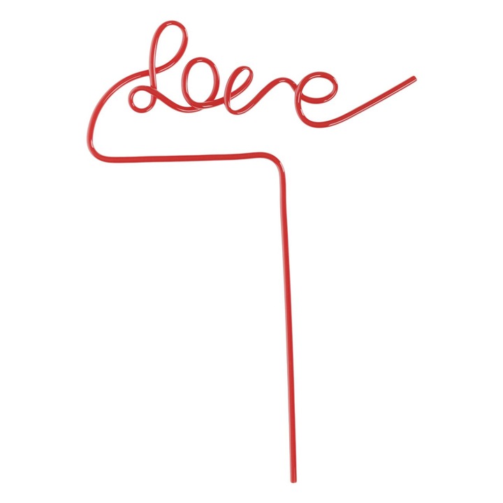 Pai reutilizabil din plastic Shopiens®, spiralat, rosu cu mesaj Love