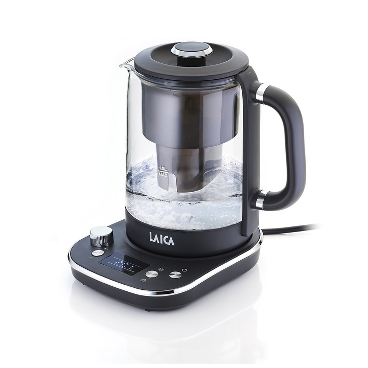 Fierbator de apa cu filtru Laica Iseo KJ4000, 1.5 litri, sticla