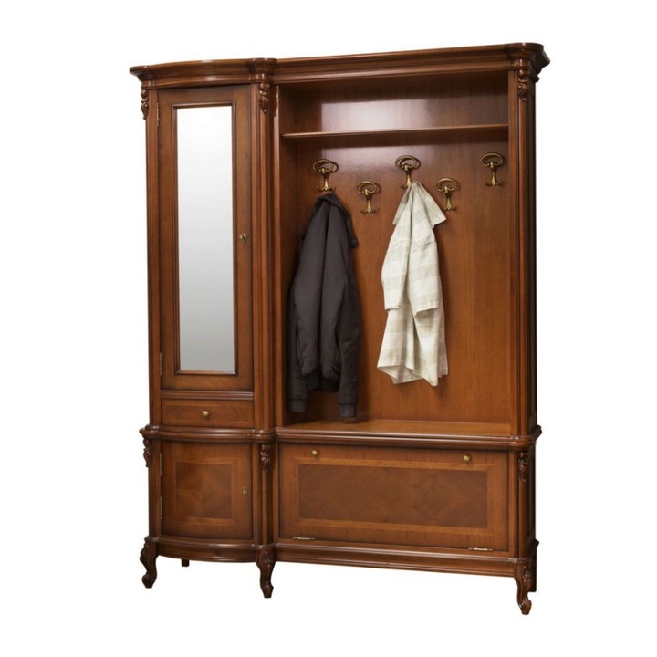 Cuier - Stanga, Lemn Masiv, 3 Usi, 1 Sertar, Firenze 1730*460*H2200