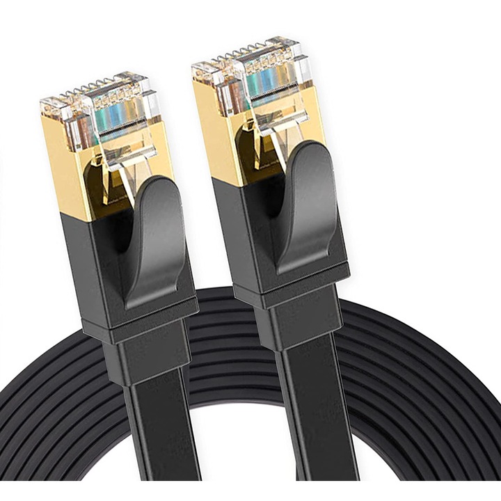 Мрежов кабел CAT8, Ethernet Ethernet кабел, 2xRJ45 щепсел, 15 м, черен