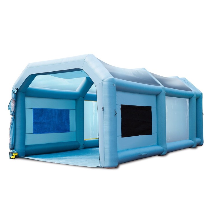 Бояджийска камера Vevor, Надуваема, 2 x духалки, 750 / 960 W, Външни размери 8,5 x 4,8 x 3,3 m