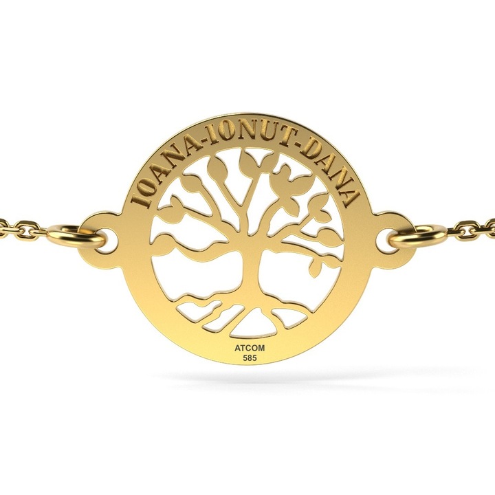 Bratara cu lantisor din aur galben model Copacul vietii personalizat