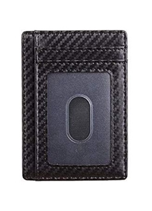 Portofel unisex, Piele naturala, Protectie RFID, Negru