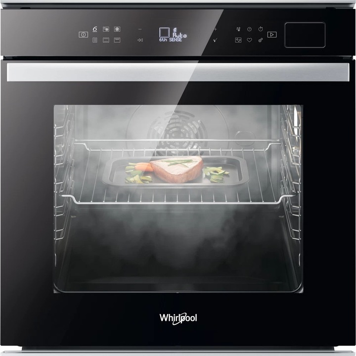 Whirlpool W6 OS4 4S2 P BL Beépíthető gőzsütő, 6. Érzék technológia, "A+" energiaosztály, 73 liter, max. 3.65 kW, Fekete