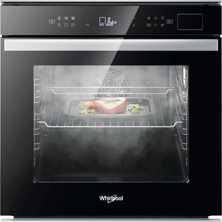 Whirlpool W6 OS4 4S2 P BL Beépíthető gőzsütő, 6. Érzék technológia, "A+" energiaosztály, 73 liter, max. 3.65 kW, Fekete