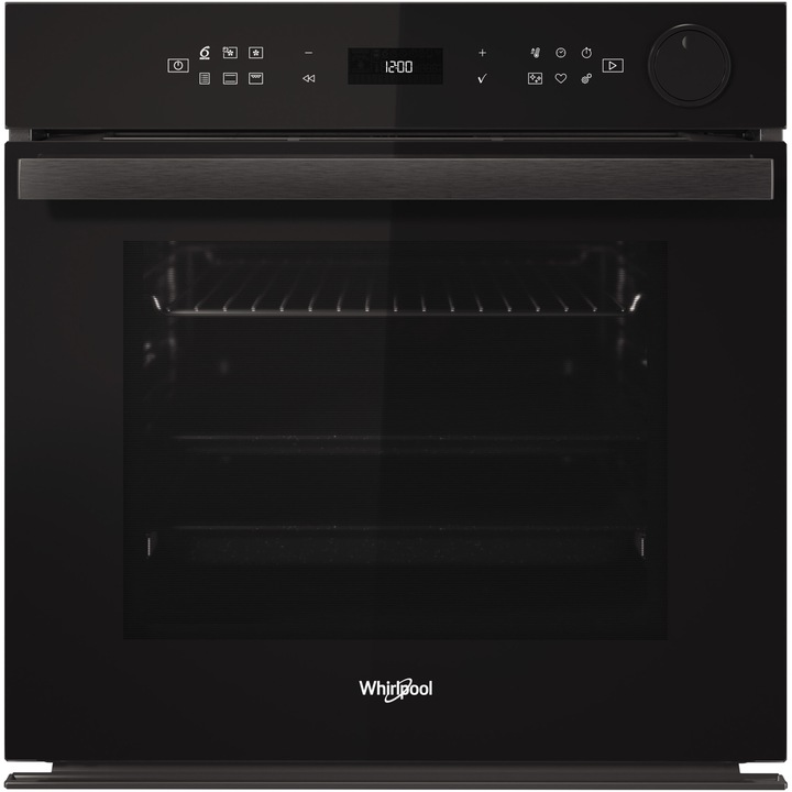 Cuptor incorporabil electric Whirlpool AKZ9S 8270 FB, 73 l, Autocuratare pirolitica, SteamSense, Air Fry, Tehnologia AL 6-lea Simt, Cook3+, Inchidere amortizata, Ready2Cook, Clasa A+, Negru