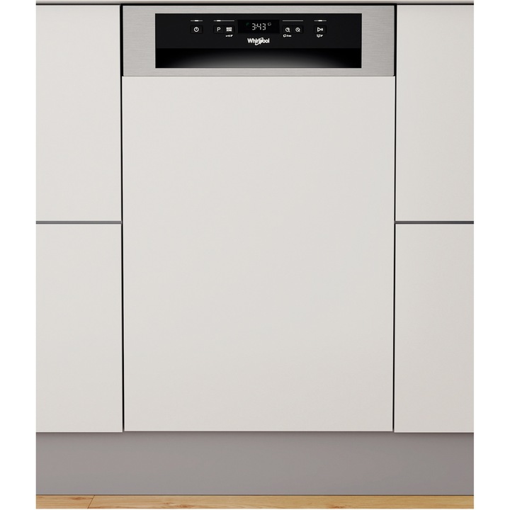 Съдомиялна за вграждане Whirlpool WSBC 3M27 X, 10 комплекта, 6 програми, Клас Е, 45 см, Inox