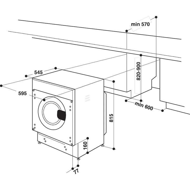 Masina de spalat rufe incorporabila Whirlpool BI WMWG 91485 EU, Al 6-lea Simt, FreshCare+, Motor inverter, 9 Kg, 1400 rpm, Clasa B, Alba