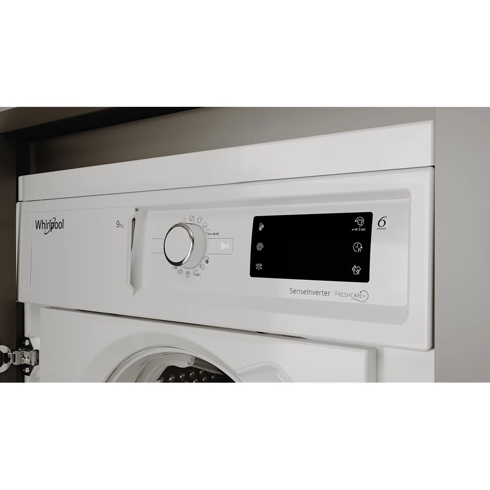 Masina de spalat rufe incorporabila Whirlpool BI WMWG 91485 EU, Al 6-lea Simt, FreshCare+, Motor inverter, 9 Kg, 1400 rpm, Clasa B, Alba