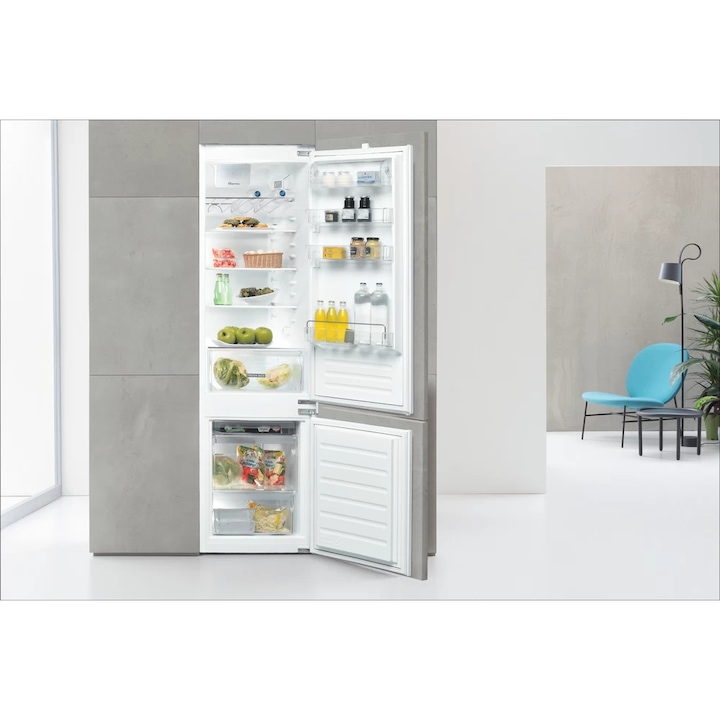 Whirlpool ART 66122 Beépíthető hűtőszekrény, hűtőtér / 79 l fagyasztótér, E energiaosztály, 6. Érzék, Frostless technológia, LED világítás,
