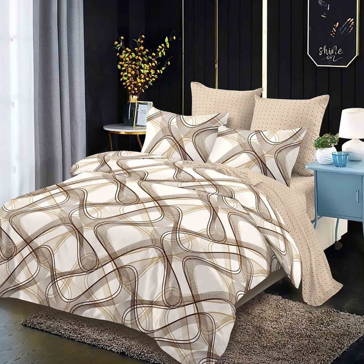 Спално бельо, с ластик, 180x200 см, фин памук, многоцветно, PRSE11