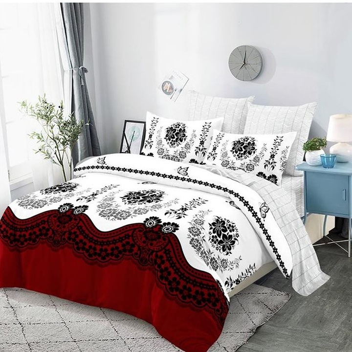 Спално бельо, с ластик, 180x200 см, фин памук, многоцветно, PRSE25