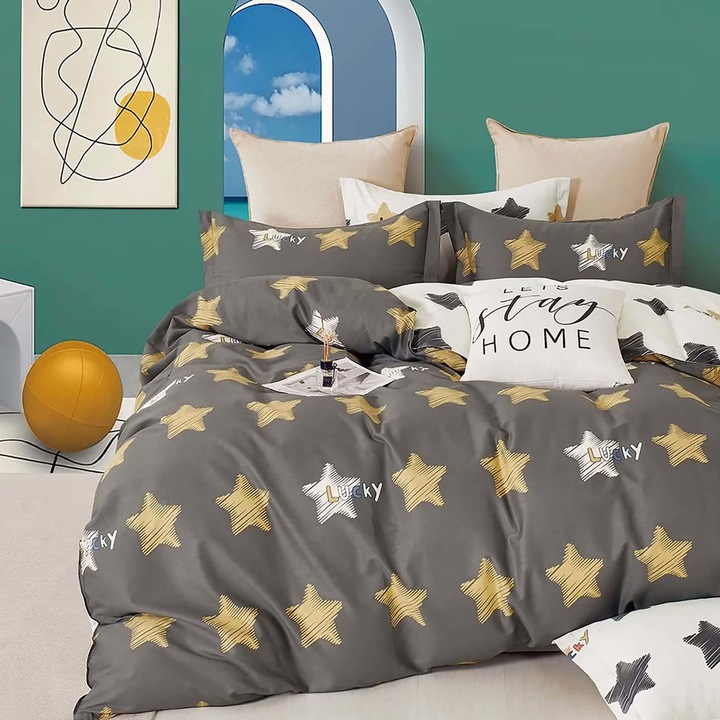 Dupla ágynemű, pamut 100% percál, 240x260 cm, 4 db, Ralex Pucioasa, PRC121