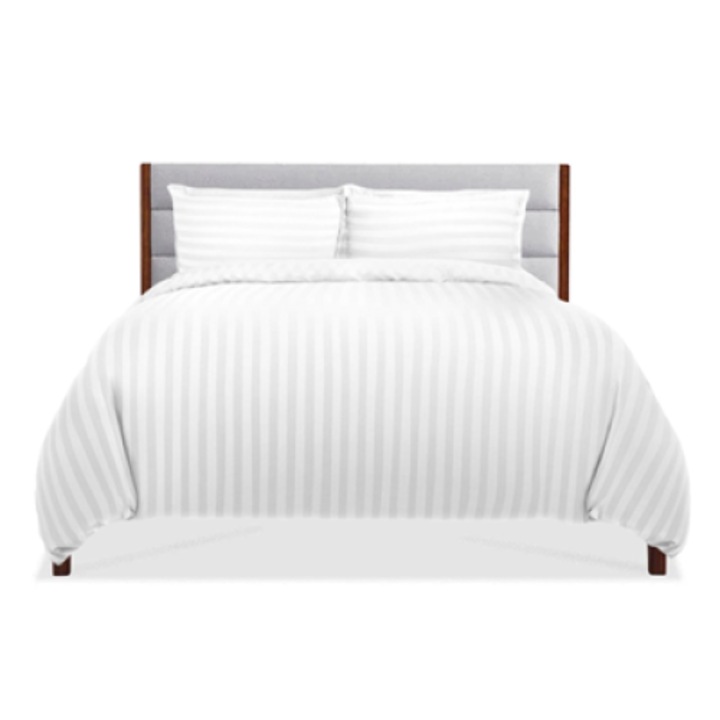 Set lenjerie pat din bumbac damasc alb, XXL - 4 piese