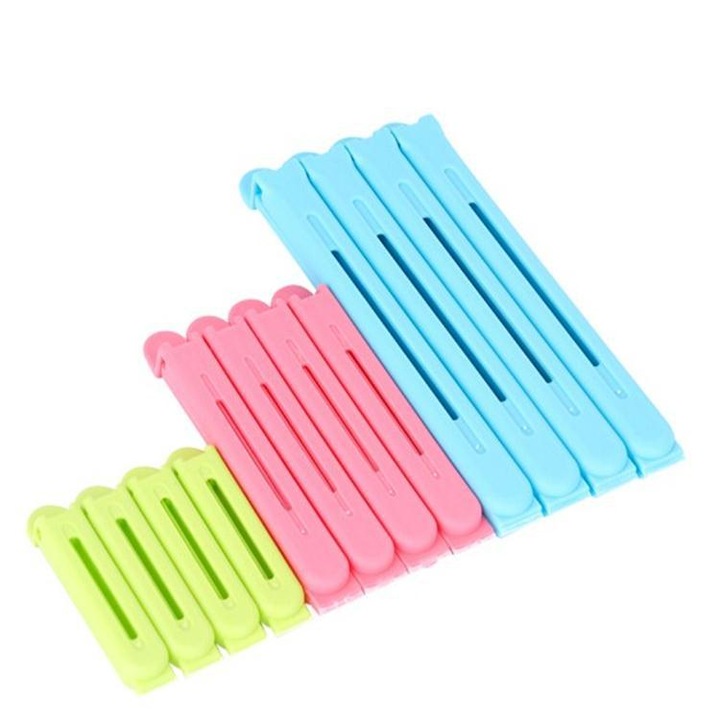 Set 12 cleme pentru pungi, Plastic, 7cm/ 11cm/16cm, Multicolor