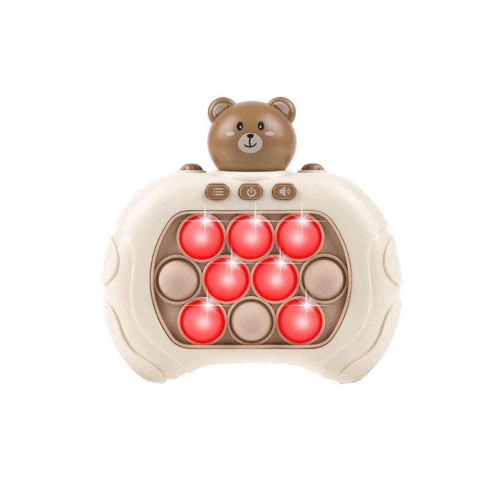 Детска играчка Pop It Game Electronic Premium SIKS, интерактивна, със светлини и звук, антистрес, Push Bubble, за възрастни и деца, кафява