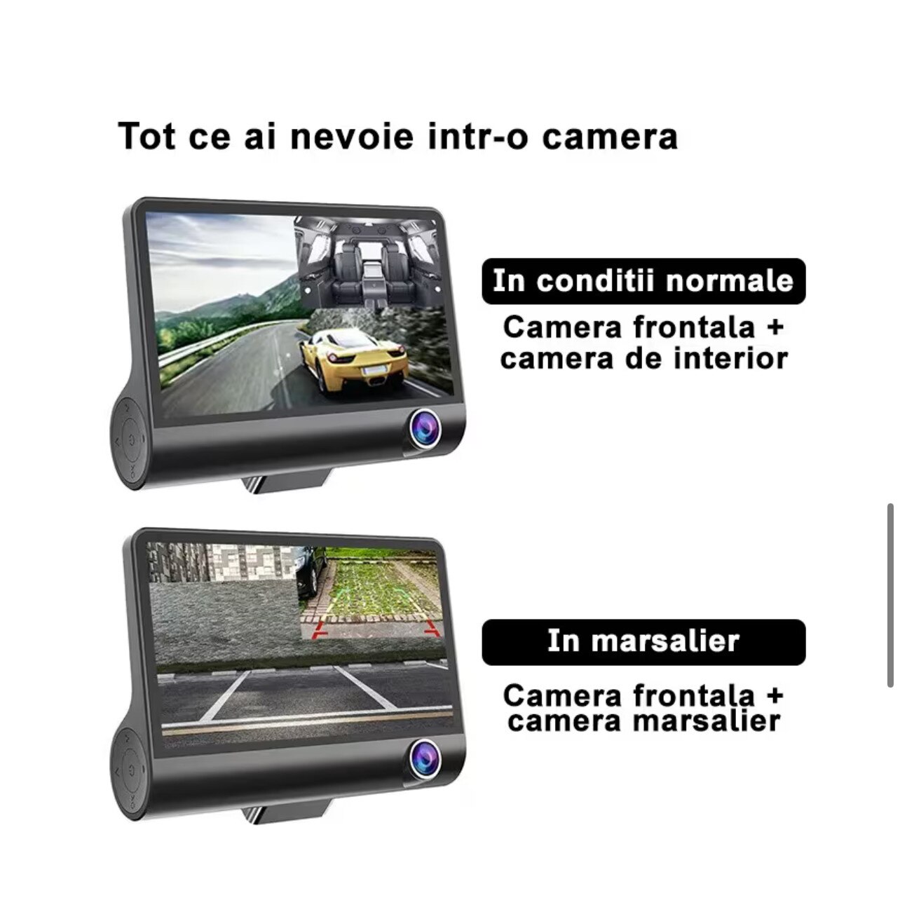 Camera Tripla ALG™ Auto, 3 in 1 + Camera Spate Inclusa, Full HD 1080p ...