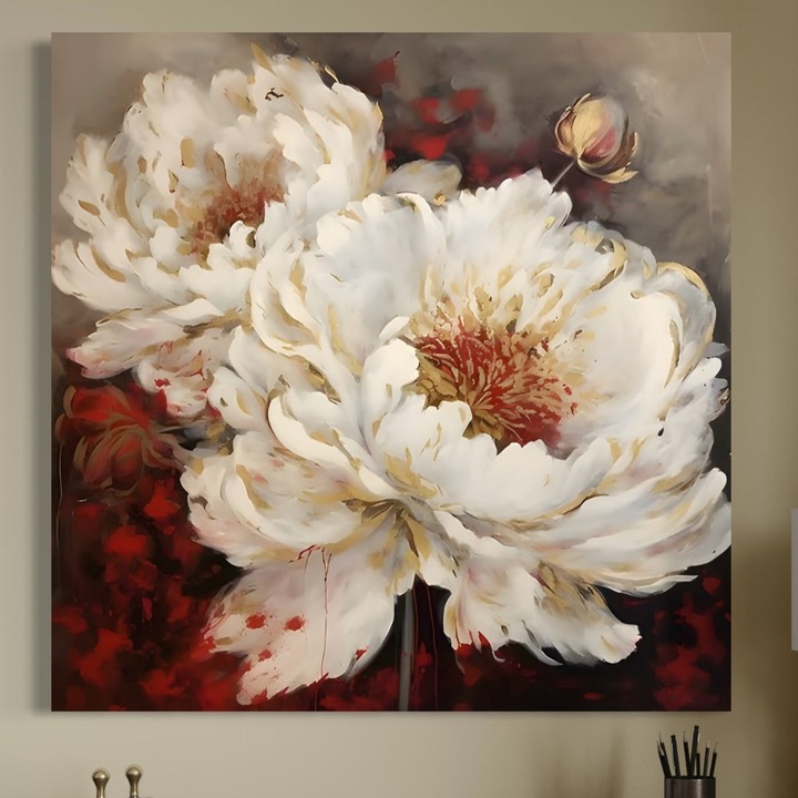 Премиум Канава Картина, LuxCanva® C1147, Красотата на цветята, 100 X 100 СМ, Платно 100% Памук 400гр/м2, Дървена рамка, Цветове, Растения, Природа, Орхидея, Всекидневна, Релакс, Вибриращи цветове