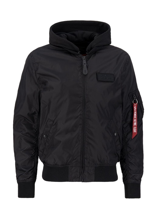 Яке, Alpha Industries, найлон, подвижна качулка, 5 джоба, черно, L