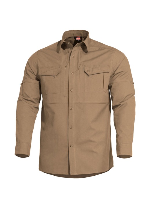 Férfi ing, Pentagon, poliészter, barna, S