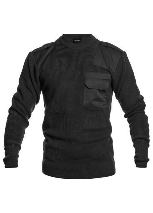 Férfi pulóver, Mil-Tec, Gyapjú, fekete, 50 EU