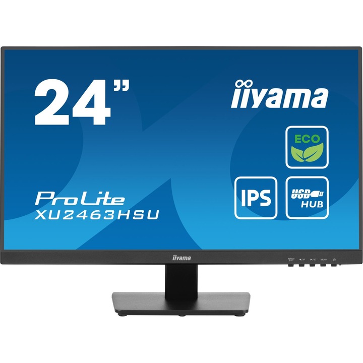 Монитор Iiyama (XUB2395WSU-B5) ProLite 23.8" IPS LED, 1920 x 1080, 16:9, 250 cd/m², 3ms, 1xHDMI, 1xDisplayPort, 2xUSB-A, Изход за високоговорител