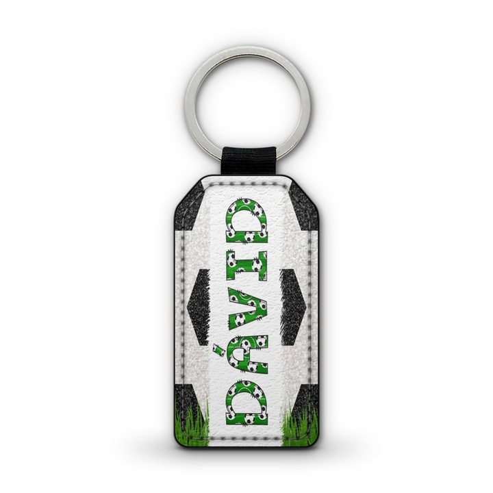 Focis fehér prémium bőr kulcstartó Dávid