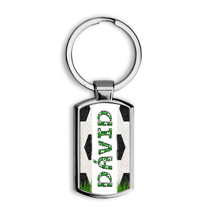 Focis fehér elegáns fém kulcstartó Dávid