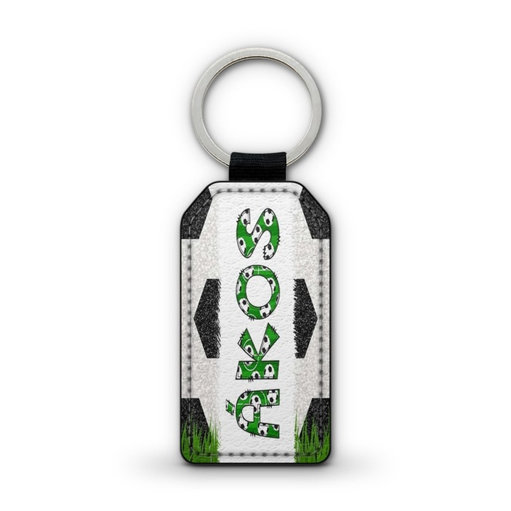 Focis fehér prémium bőr kulcstartó Ákos