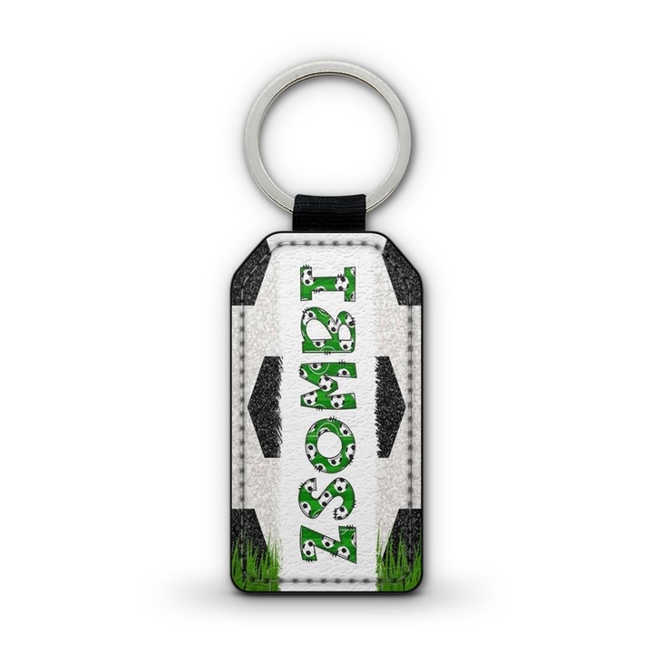 Focis fehér prémium bőr kulcstartó Zsombi