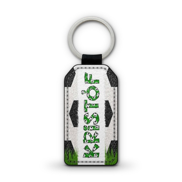 Focis fehér prémium bőr kulcstartó Kristóf