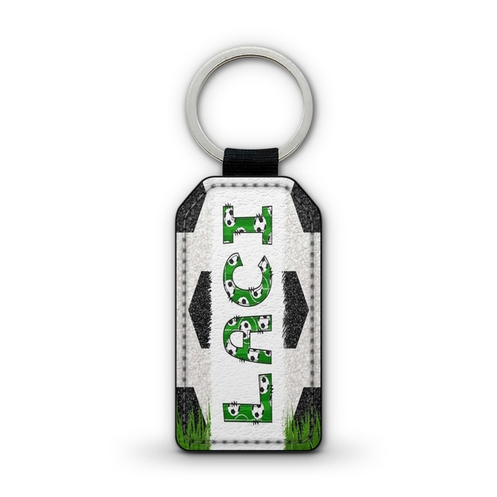 Focis fehér prémium bőr kulcstartó Laci