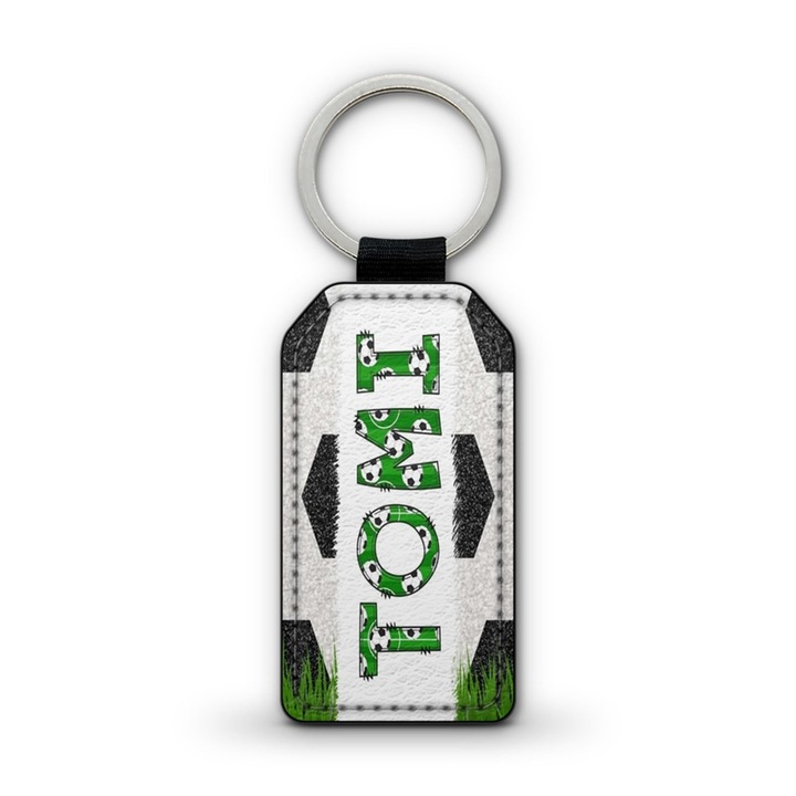 Focis fehér prémium bőr kulcstartó Tomi